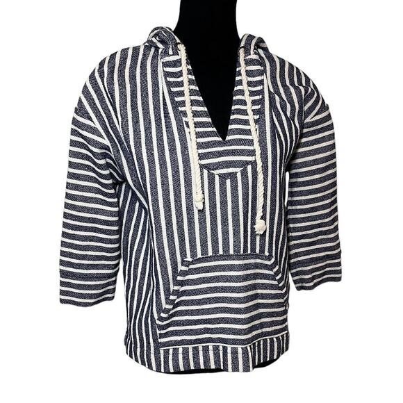 J.‎ Crew Baja Striped Hoodie Blue Cream Size Small - Picture 9 of 9